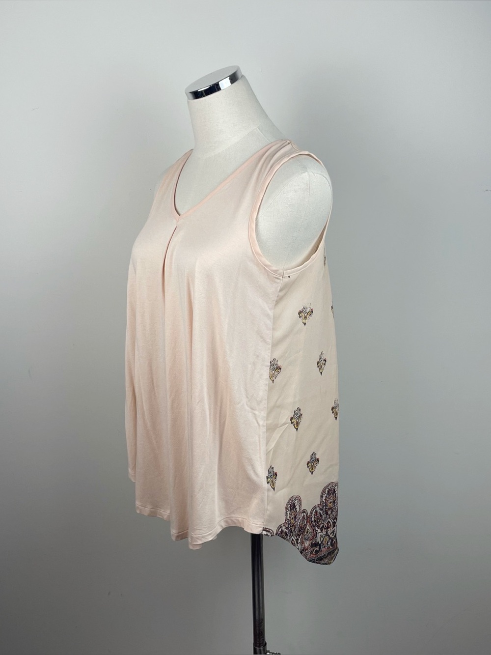 Merona Blush Pink Tan Brown Paisley Blouse Top Women Small